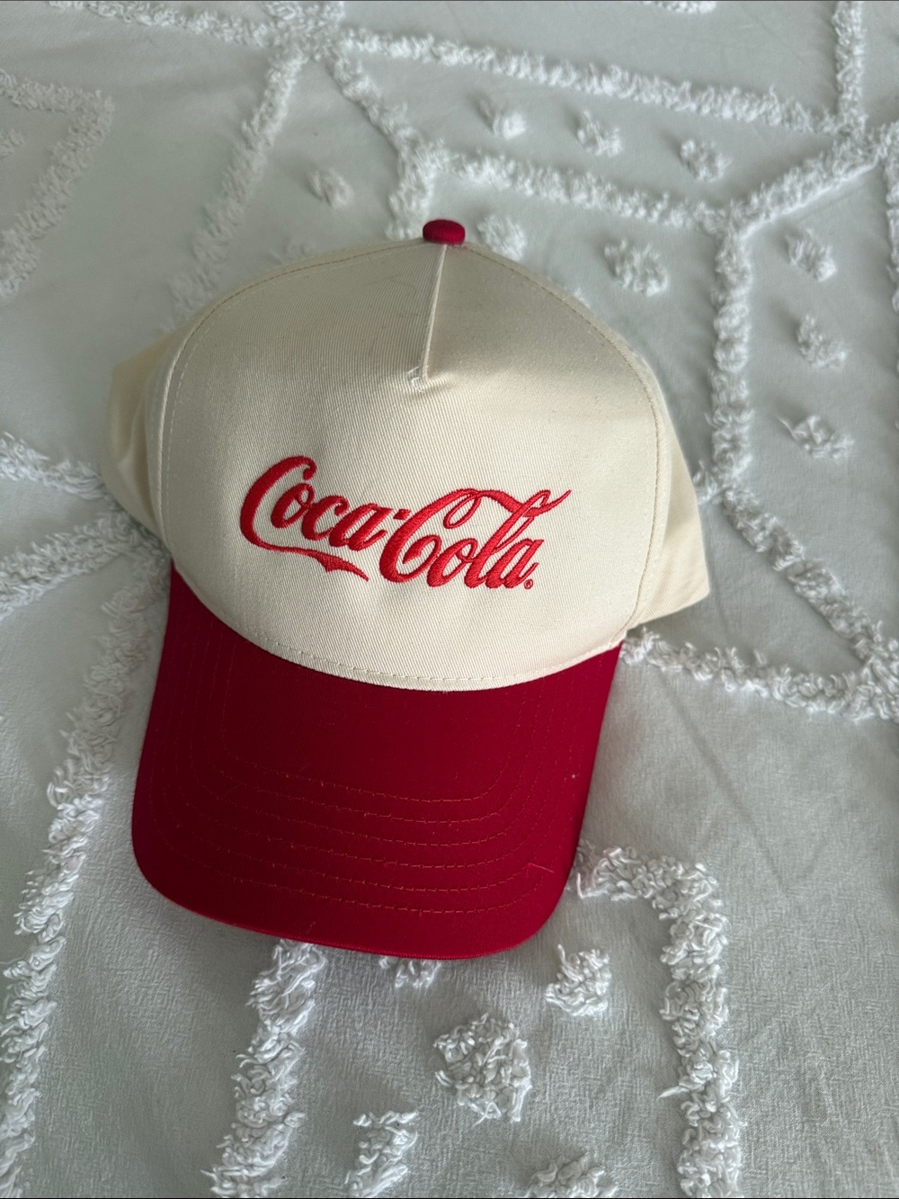 Coca-Cola Cream and Red Embroidered Logo Cap